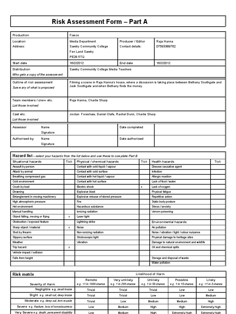Risk Assessment For House | PDF