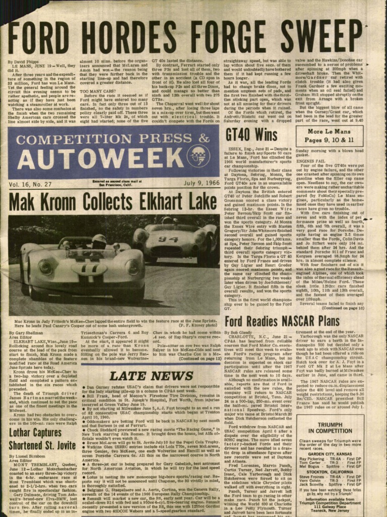 1966 Competition Press and Autoweek | PDF | 24 Hours Of Le