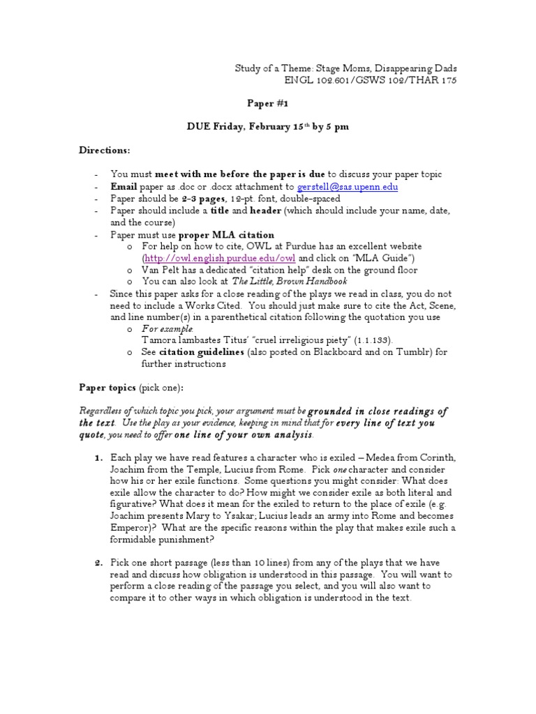 MLA Citation Guidelines for ENGL 102 Paper | PDF | Citation