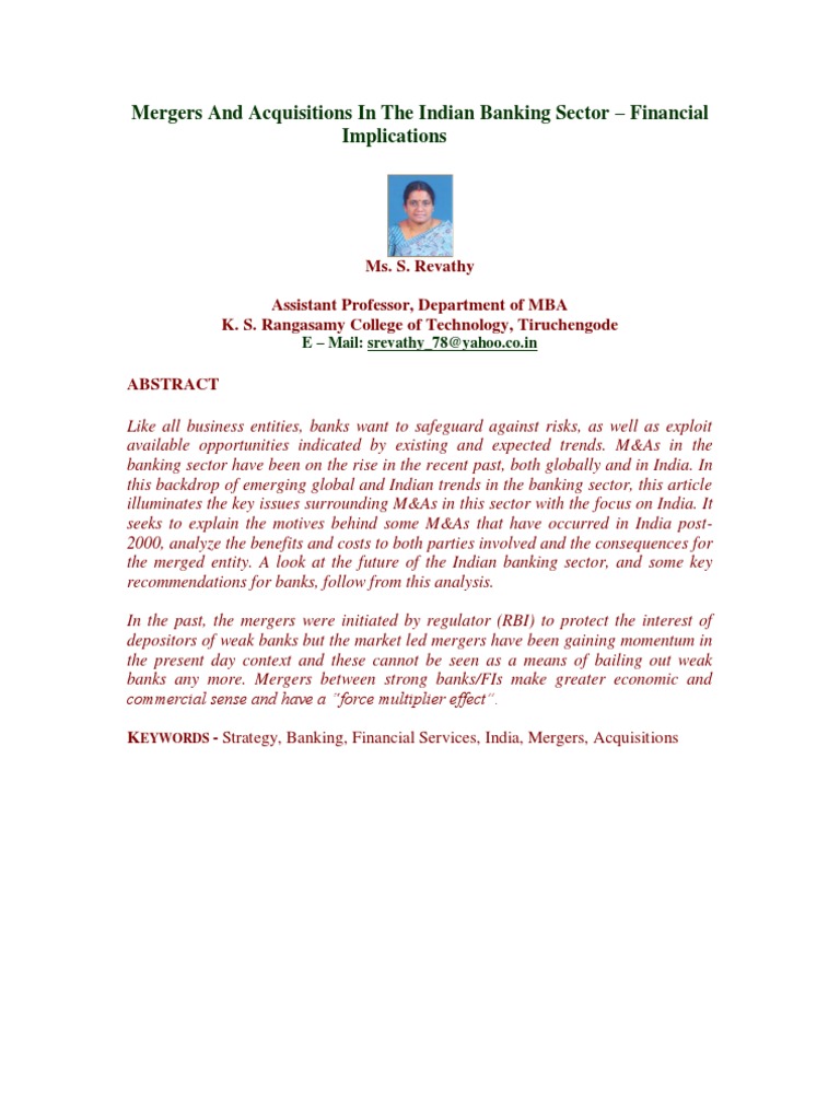 Mergers and Acquisitions in The Indian | PDF