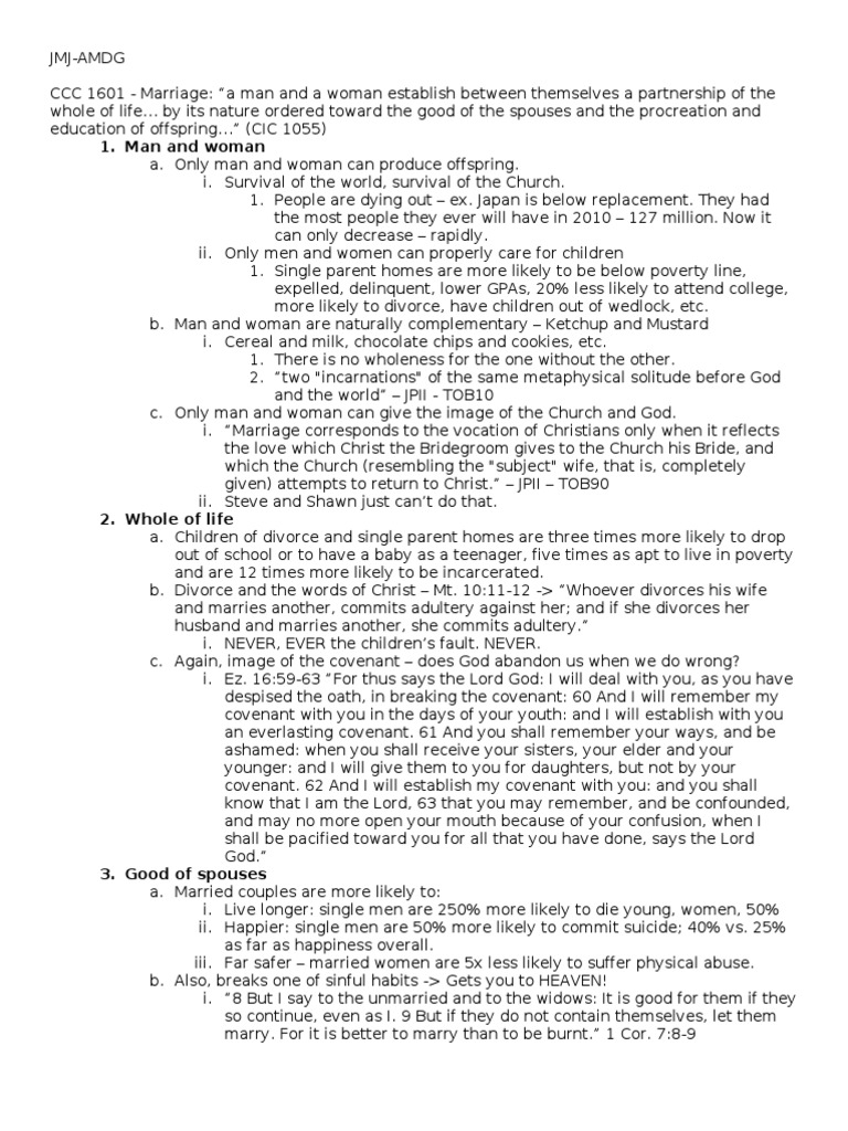 Catholic Catechism Class Marriage Pdf Marriage Divorce