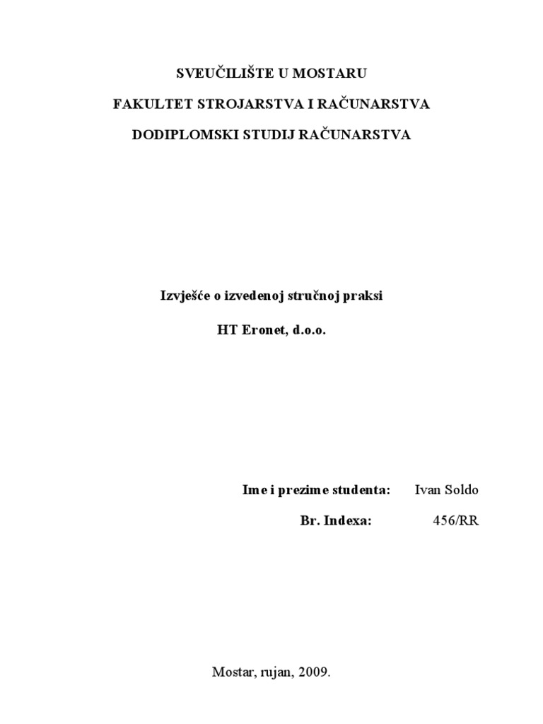Izvjestaj HT Mostar | PDF