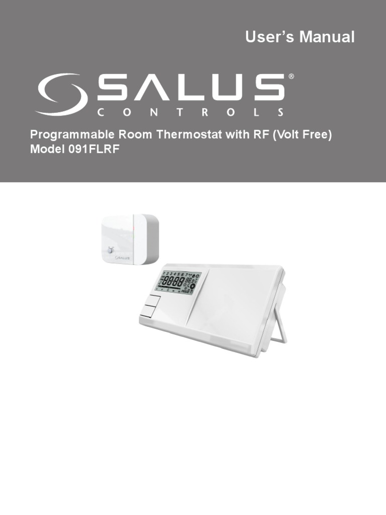 Salus Controls Programmable Room Thermostat With RF (Volt Free) Model  091FLRF | PDF | Thermostat | Switch
