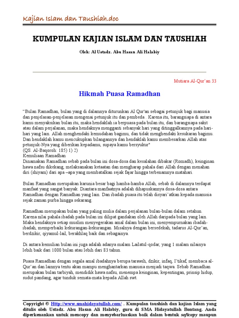 Kumpulan Materi Khutbah Jum At Setahun