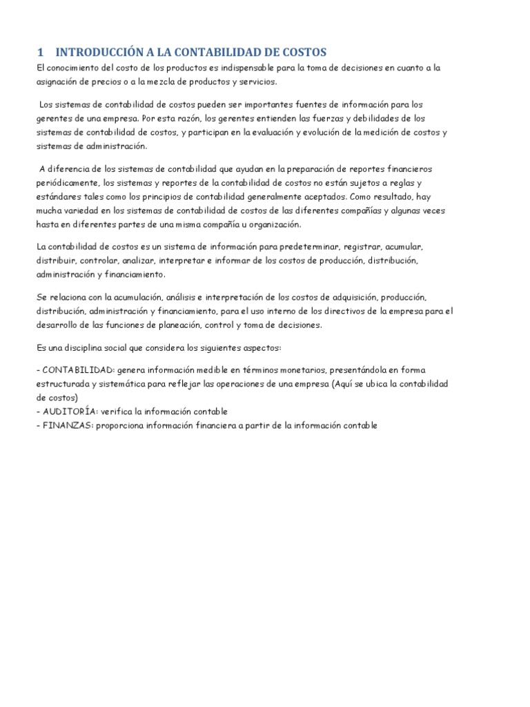 Introducción a la Contabilidad de Costos | PDF | Costo | Contabilidad ...