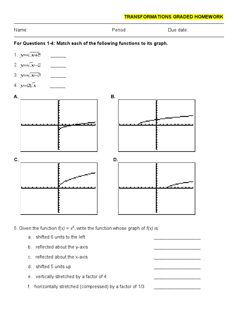 Transformations Homework | PDF