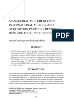 Managerial Preferences in International Mergers and Acquisition Partners Revisited - How Are They Influenced