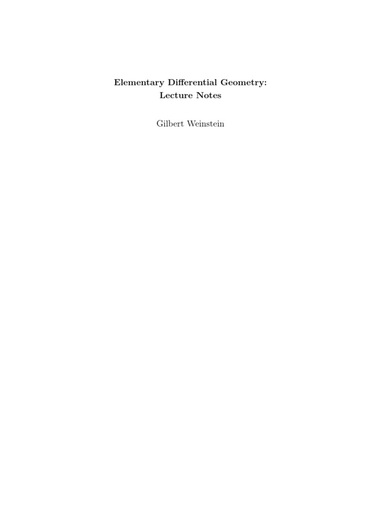 Elementary Differential Geometry Lecture Notes PDF
