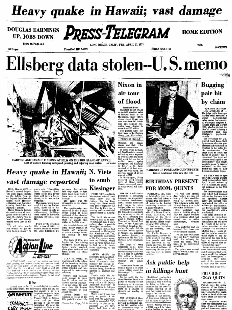 Long Beach Press Telegram April 27, 1973 Article About Serial Killer
