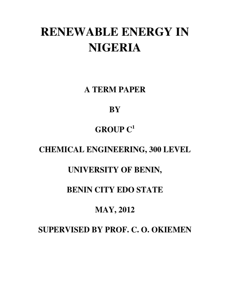 Renewable Energy Potential in Nigeria | PDF | Renewable Energy | Solar ...