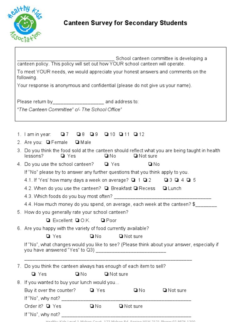 school canteen research paper