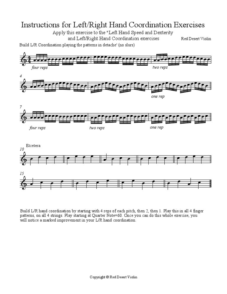 Instructions For Left/Right Hand Coordination Exercises | PDF