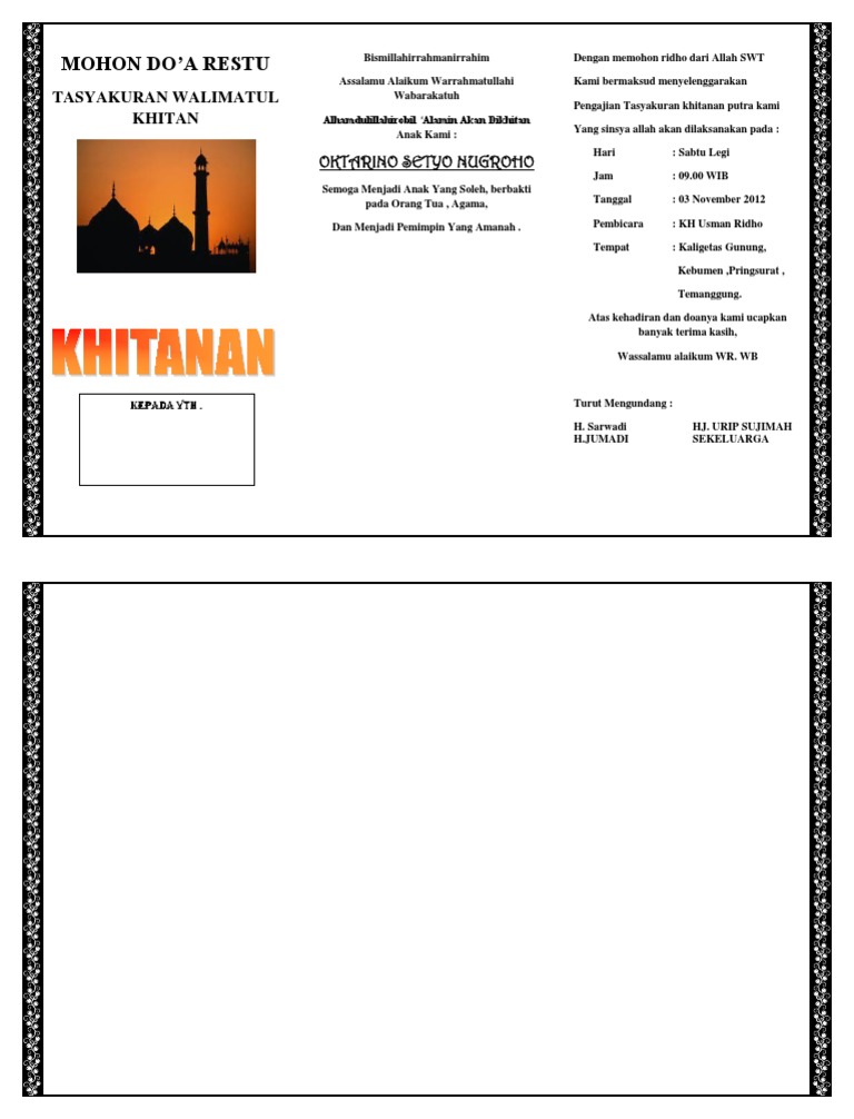 610 Koleksi Contoh Undangan Khitanan Putri Terbaru