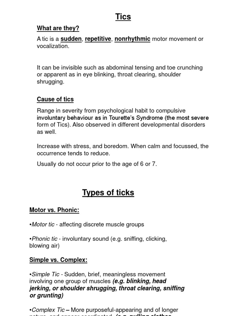 Understanding Motor Tics and Disorders | PDF | Self-Improvement