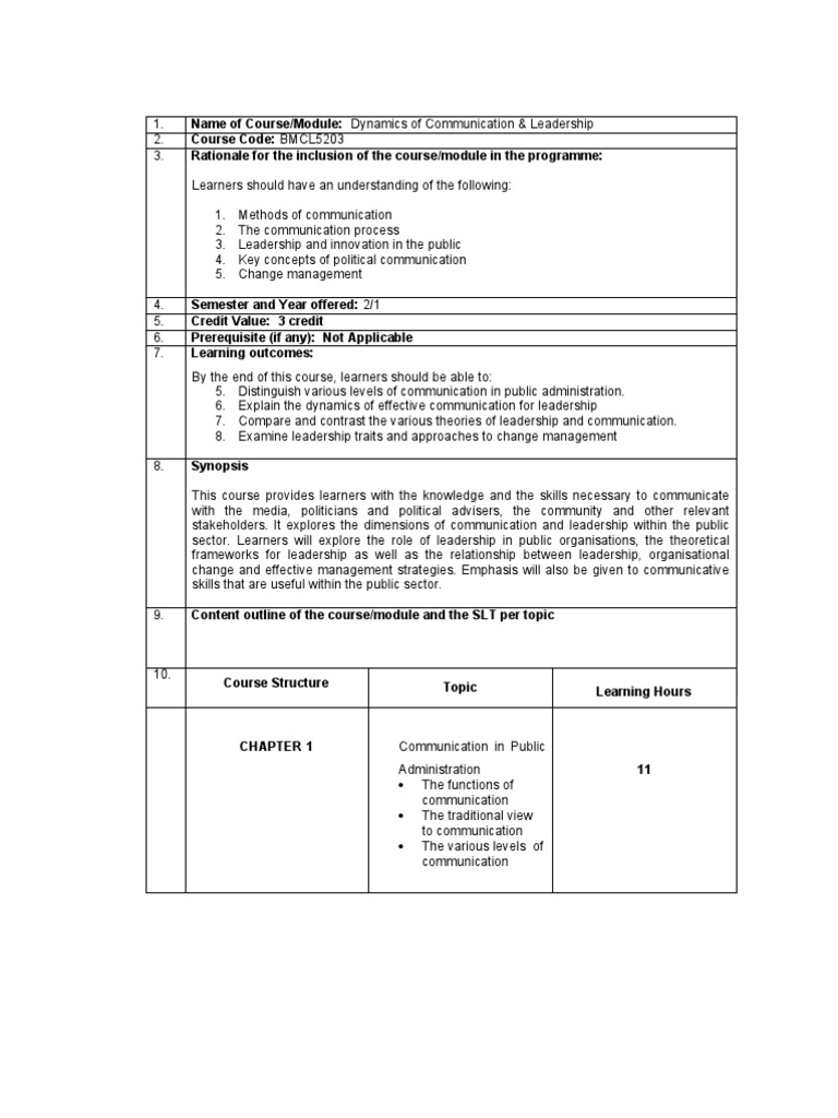Course Structure Topic Learning Hours | PDF | Change Management ...