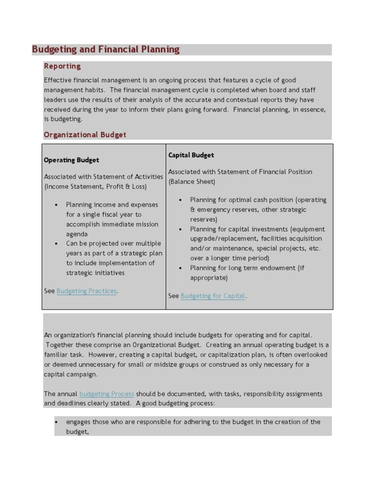 Effective Budgeting for Nonprofits | PDF | Government Budget Balance ...