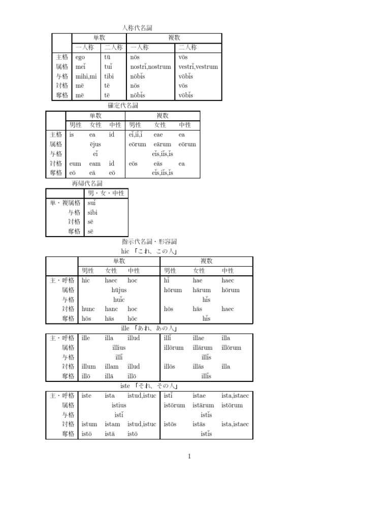 ラテン語活用表 名詞2