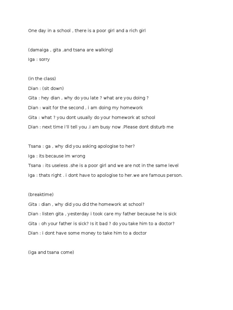 Contoh drama Bahasa Inggris