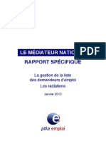 Médiateur Pôle emploi Rapport Radiations 01-2013-1