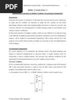 Module - 2 Lecture Notes - 3 Optimization of Functions of Multiple Variables: Unconstrained Optimization