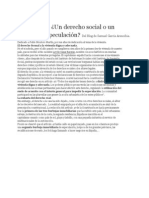 La vivienda. ¿Un derecho social o un objeto de especulación?