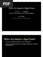 Intro To Genetic Algorithms: I400/I590 Artificial Life As An Approach To Artificial Intelligence Larry Yaeger