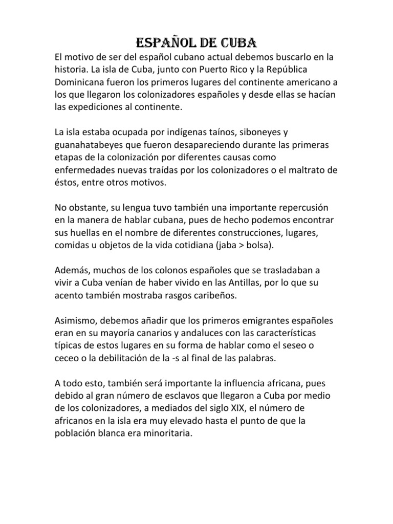 Lenguaje Espanol De Cuba