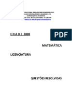 Resolução da Prova do ENADE 2008 - Licenciatura em Matemática