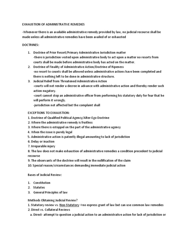 Exhaustion of Administrative Remedies PDF Standard Of Review