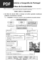 Liberalismo - Ficha de Trabalho 5