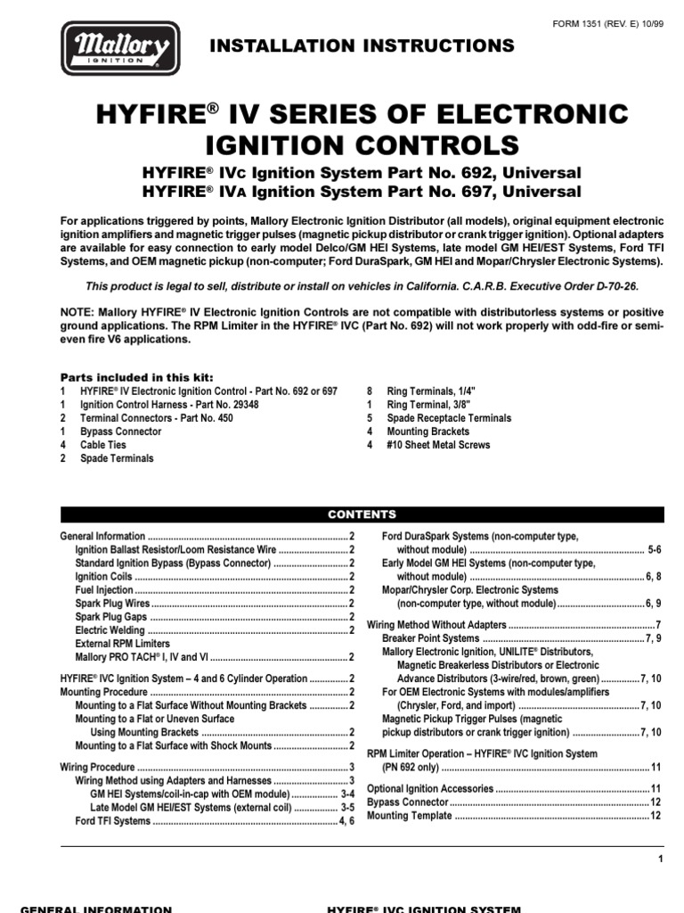 Mallory Ignition Box Wiring PDF Ignition System Distributor
