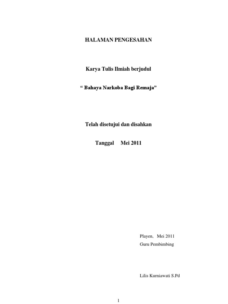 Karya Tulis Ilmiah Bahaya Narkoba Bagi Remaja 1