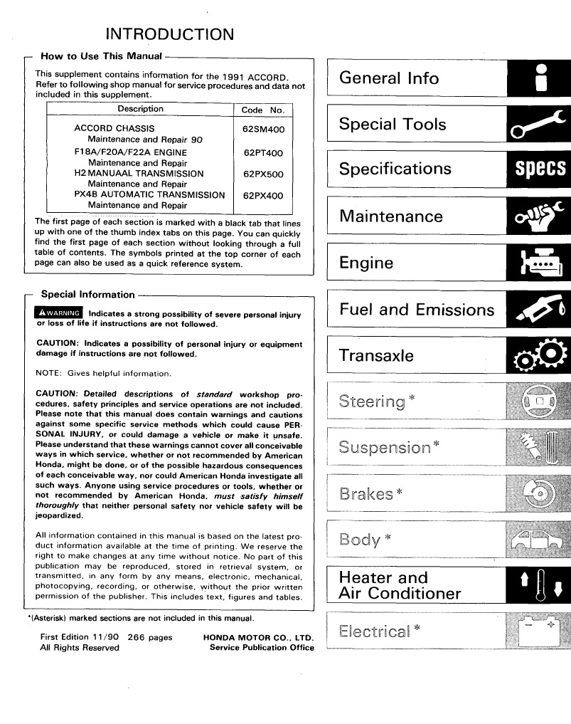 Honda Accord 9196 Helms Manual PDF