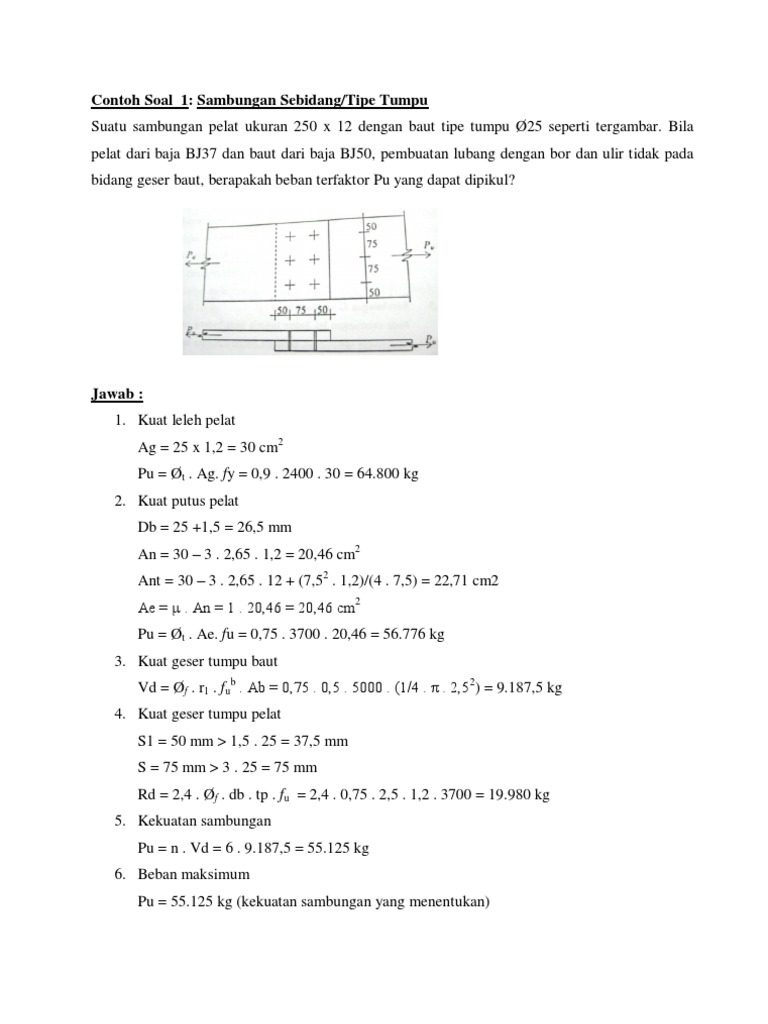 Contoh Soal Sambungan Baut