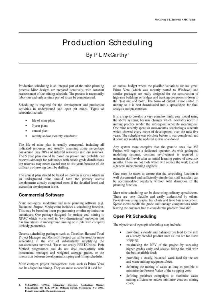 Production Scheduling PDF | PDF | Coal Mining | Mining