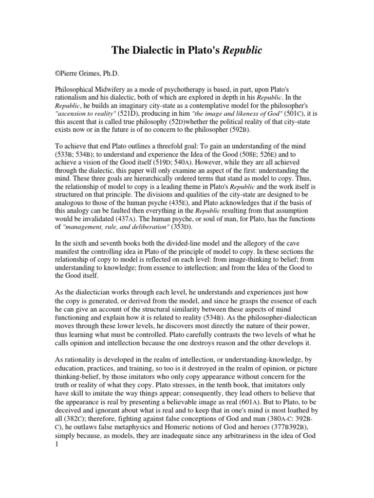 The Dialectic in Plato | PDF | Plato | Reality