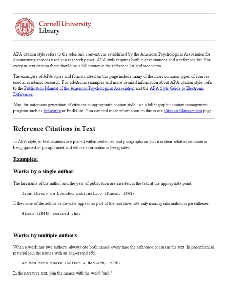 APA Citation Style _ Cornell University Library Citation