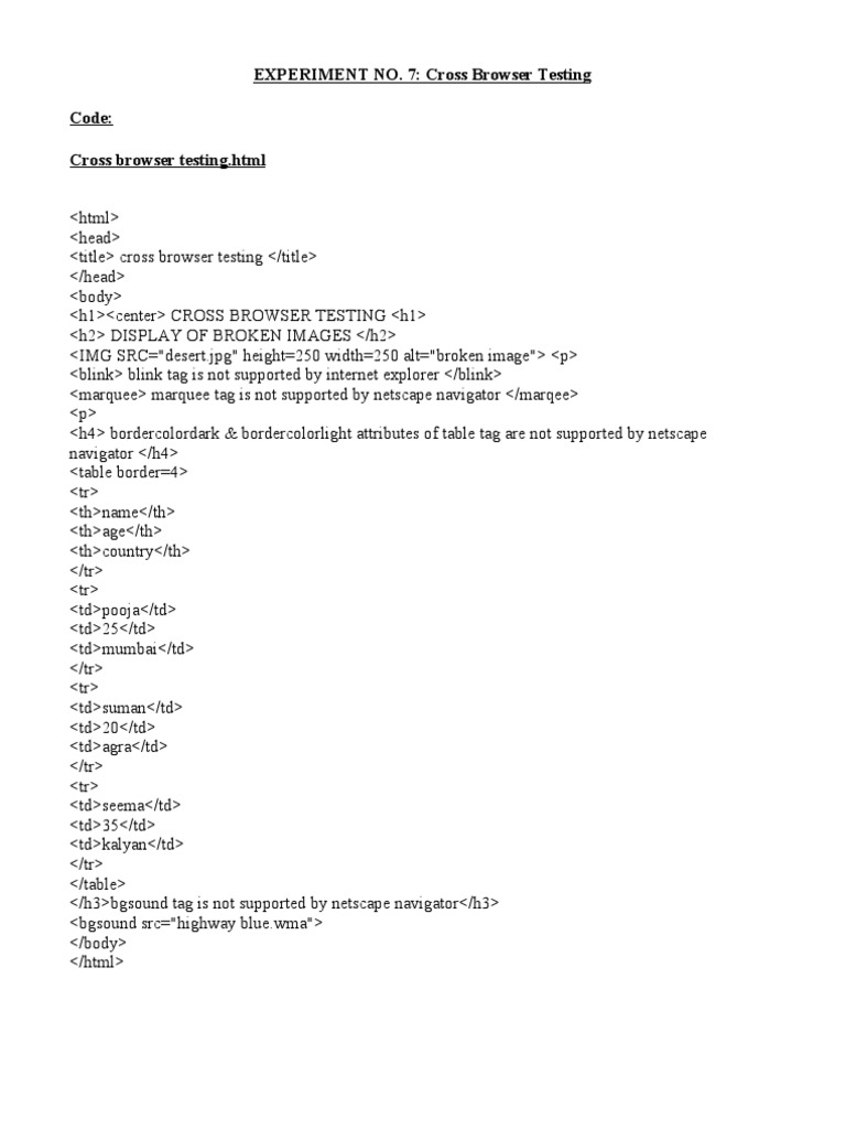 Cross Browser Testing in HTML | PDF