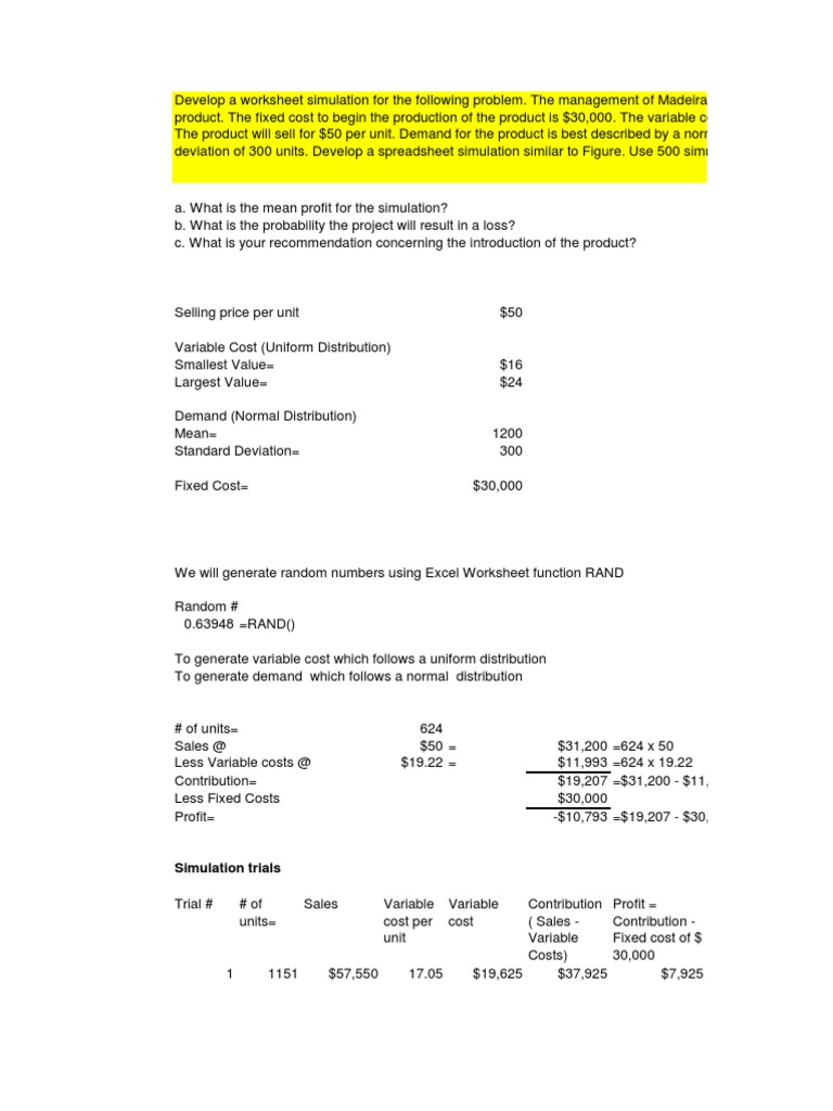 Simulation Probability Analysis Worksheet | PDF | Probability ...
