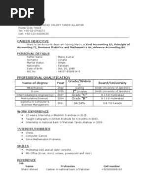 Cv/resume