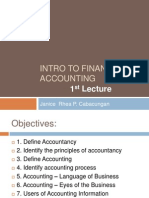 Intro To Financial Accounting: Janice Rhea P. Cabacungan
