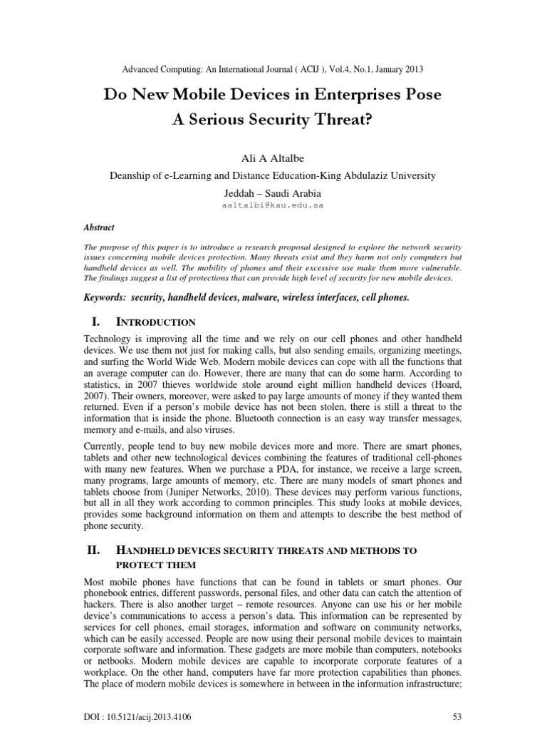 Mobile Device Security Threats and Solutions | PDF | Computer Security ...