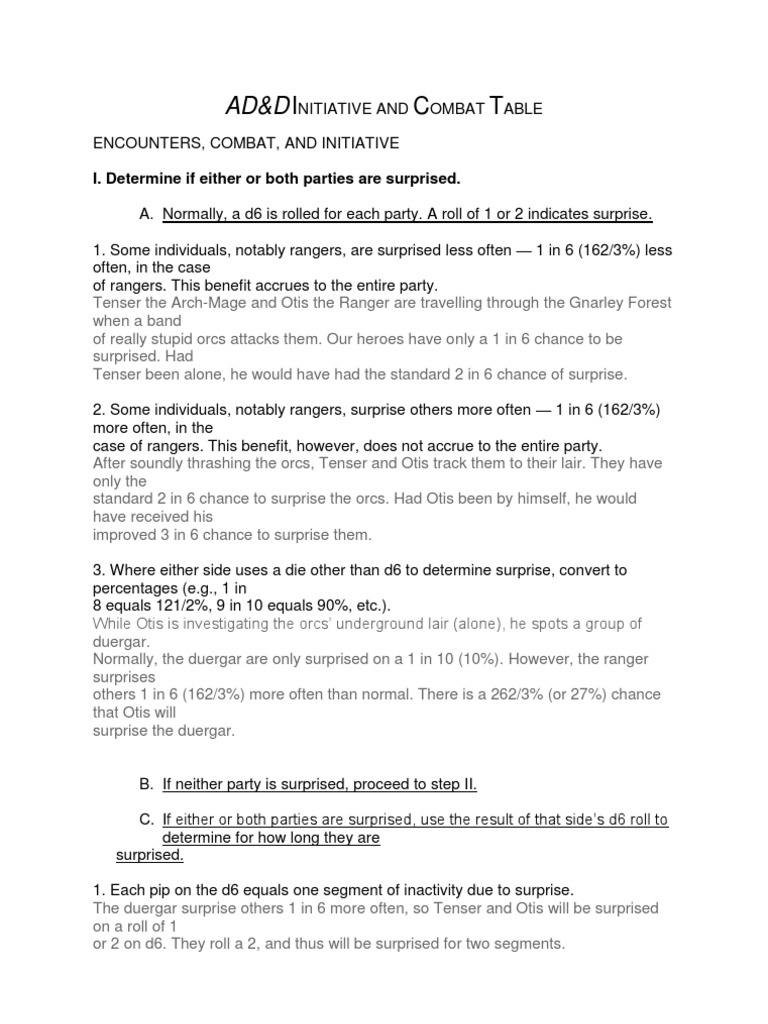 AD&D 1st Edition Initiative Guide PDF Weaponry Leisure