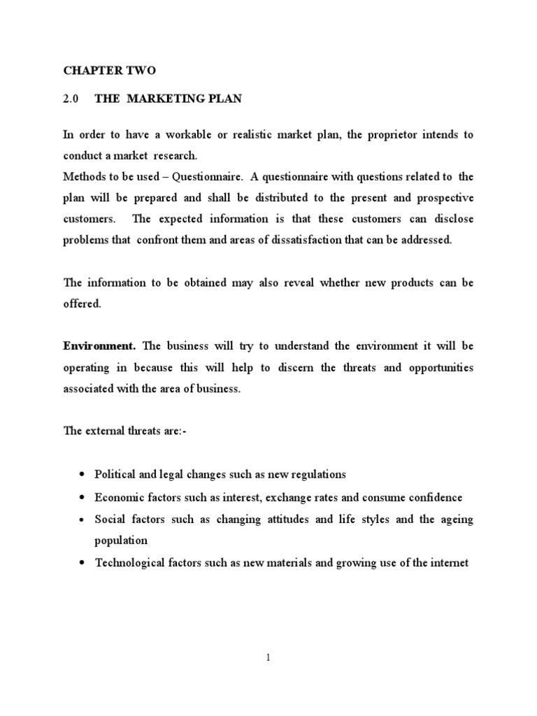 Chapter Two The Marketing Plan Download Free PDF Sole