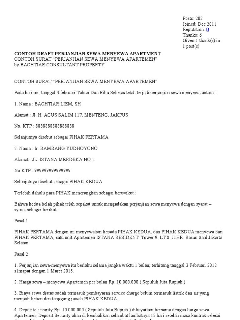 Made By Counterpoint Magazine Contoh Perjanjian Sewa Menyewa
