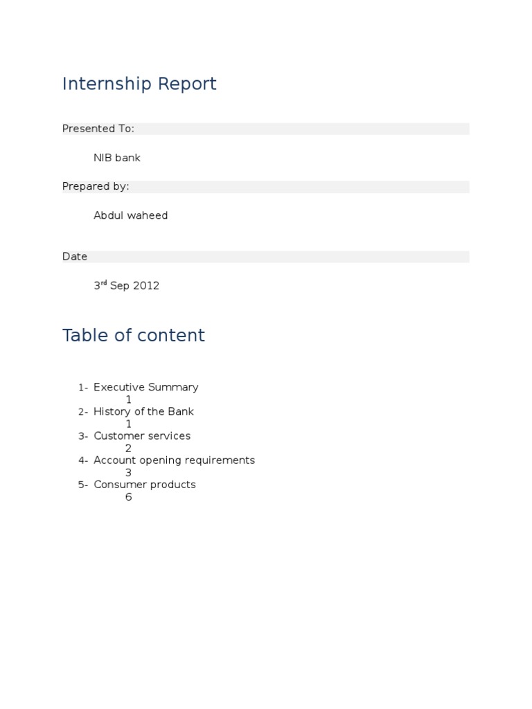Internship reports on nib bank 07 picture