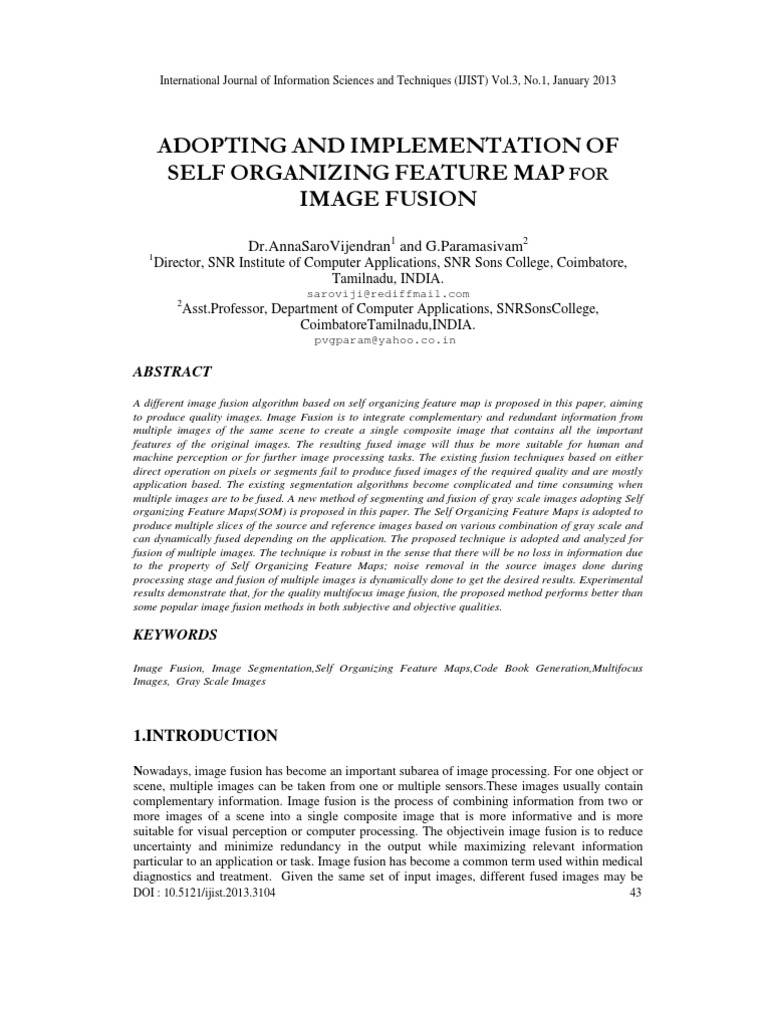 Adopting and Implementation of Self Organizing Feature Map For Image ...
