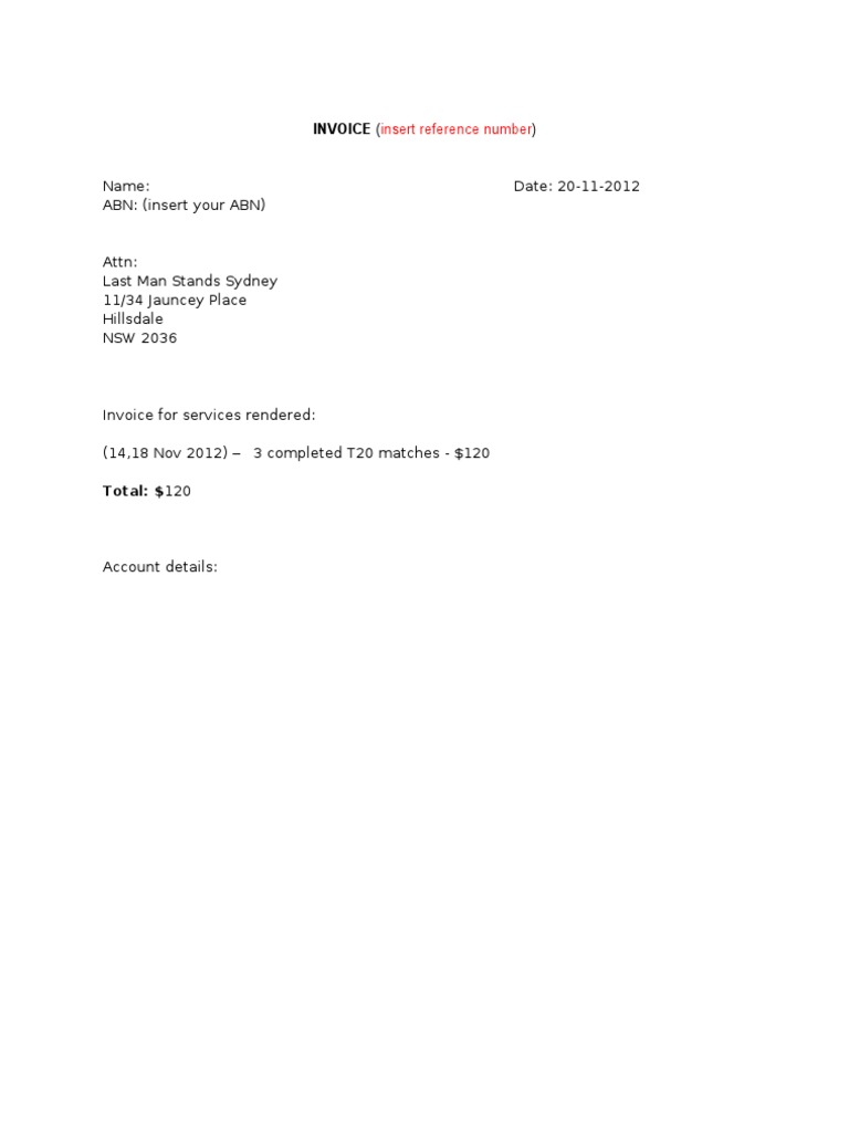 Invoice for Last Man Stands Services | PDF