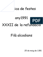 Crònica de Festes Any1991 XXXII de La Refundació Filà Alcodians