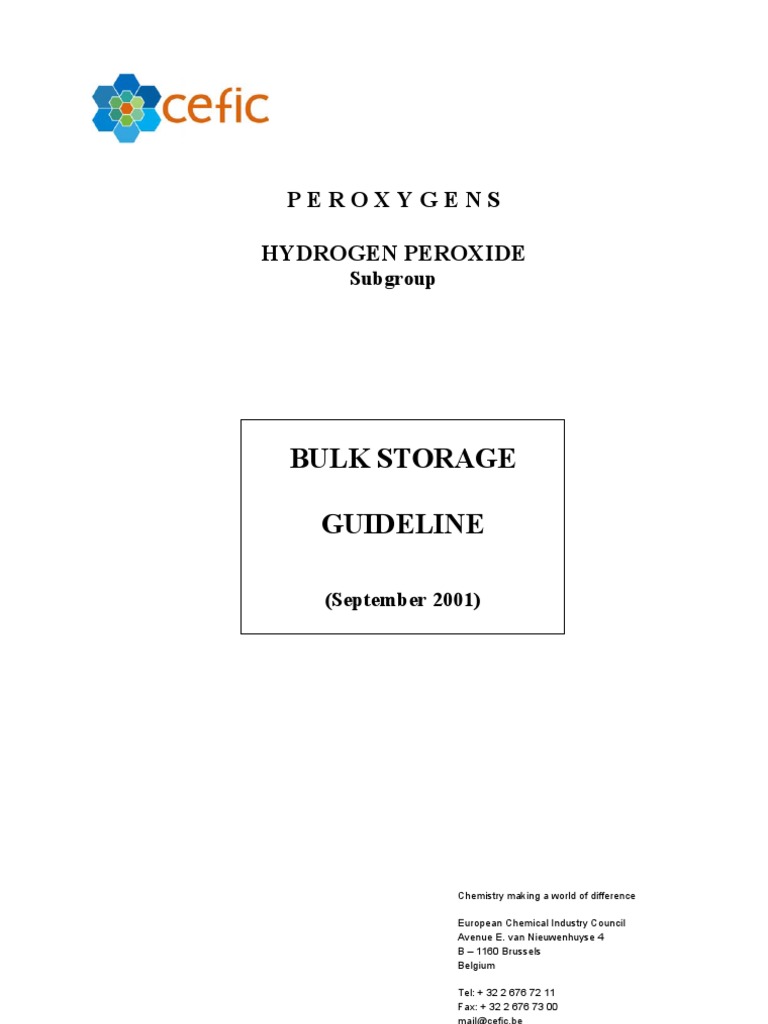 Bijlage 5 CEFIC Guidelines Storage H2O2 | PDF | Hydrogen Peroxide ...